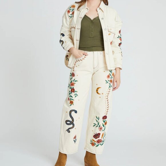 NEW DRIFTWOOD JEANS Elaine Barrel Hazel Hallucination Jeans WHITE DENIM 1225 8t4 - Picture 3 of 4